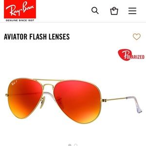 Ray Ban Polarized Aviators Mirrored Red/Orange